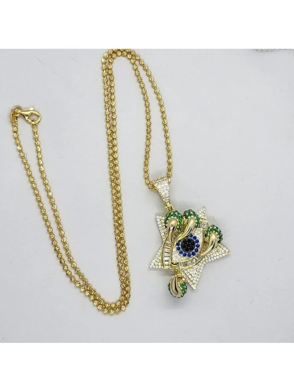 Brand Sterling Silver 925 Star Evil Eye Claw Necklace